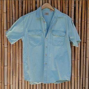 L.L. BEAN Blue Short Sleeve Button Up Shirt Medium